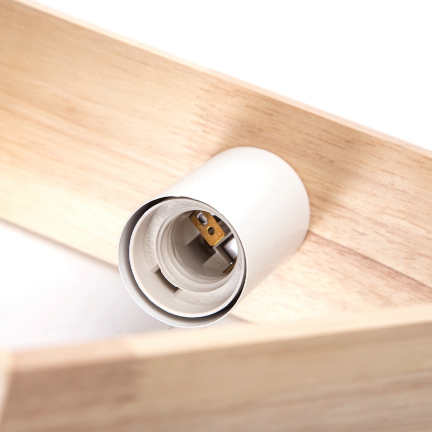 Aigostar - Hängeleuchte aus Kiefernholz mit Kabelaufhängung, 1xE27/60W/230V