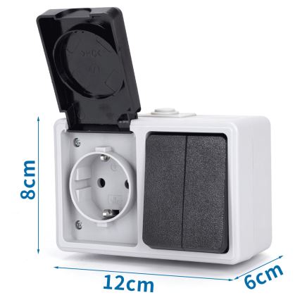 Aigostar - Haushalts-Wechselstromschalter mit Steckdose 250V/16A IP54