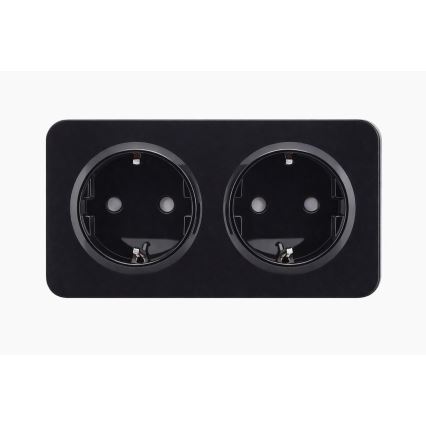 Aigostar - Haushaltssteckdose mit Rahmen, 2-fach SCHUKO, 250 V/16 A, schwarz