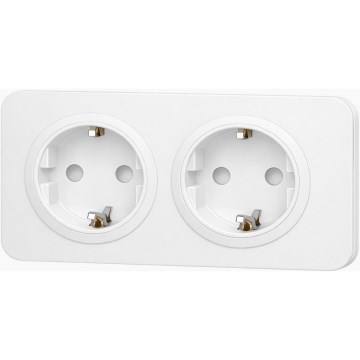 Aigostar - Haushaltssteckdose mit Rahmen 2-fach SCHUKO 250 V/16 A weiß