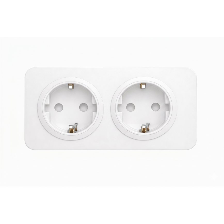 Aigostar - Haushaltssteckdose mit Rahmen 2-fach SCHUKO 250 V/16 A weiß