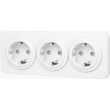 Aigostar - Haushaltssteckdose mit Rahmen, 3-fach SCHUKO, 250 V/16 A, weiß