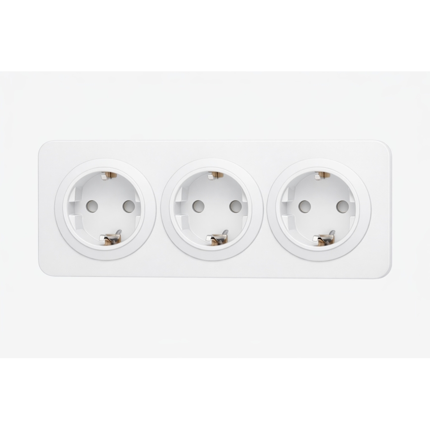 Aigostar - Haushaltssteckdose mit Rahmen, 3-fach SCHUKO, 250 V/16 A, weiß