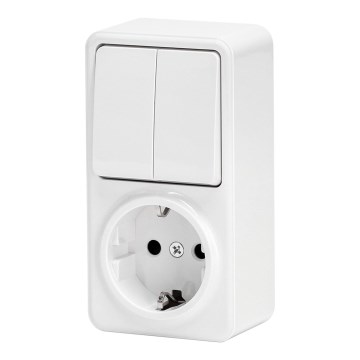 Aigostar - Hausschalter 2P mit Steckdose 1x10A/250V