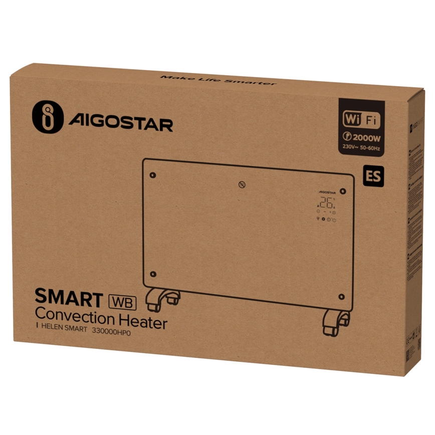 Aigostar - Intelligenter elektrischer Direktheizer/Konvektor mit LCD-Display ECO/1000/2000W WLAN