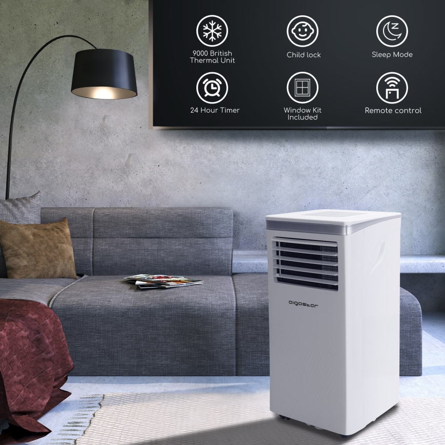 Aigostar - Smarte mobile Klimaanlage 3-in-1 1003W/230V 9000 BTU Wi-Fi weiß + Fernbedienung