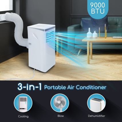 Aigostar - Smarte mobile Klimaanlage 3-in-1 1003W/230V 9000 BTU Wi-Fi weiß + Fernbedienung