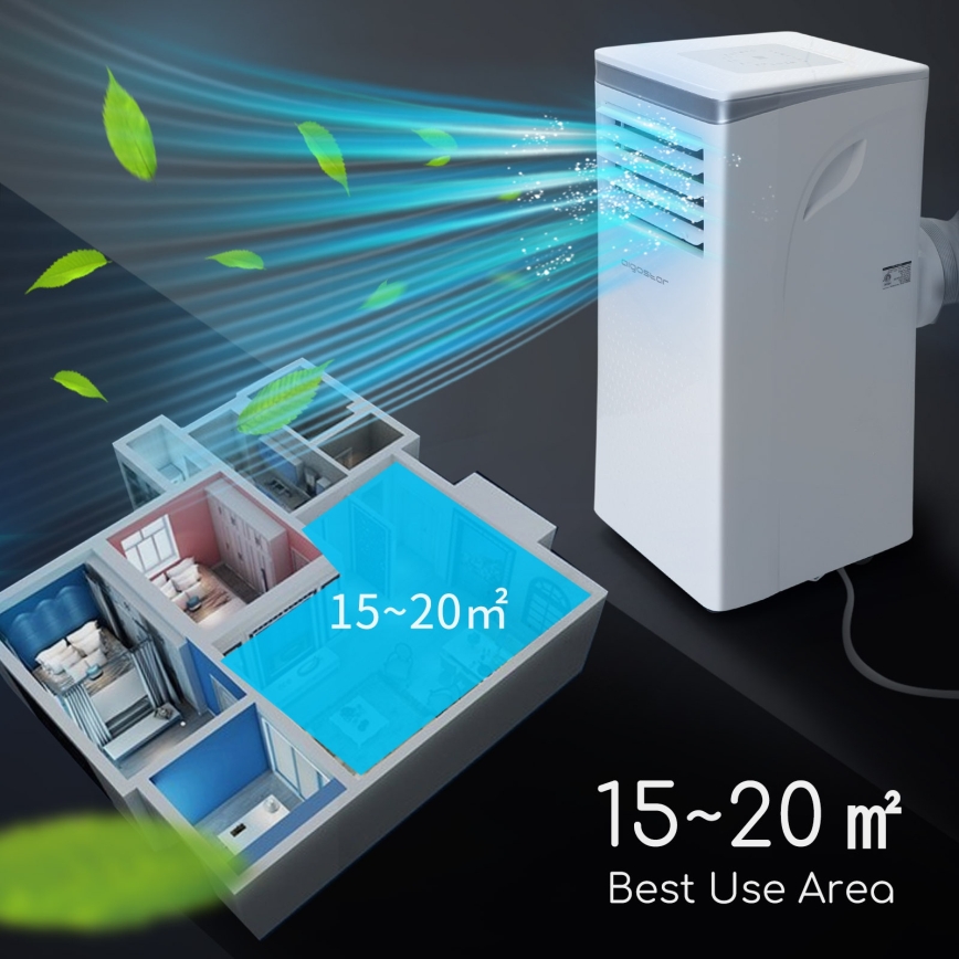 Aigostar - Smarte mobile Klimaanlage 3-in-1 1003W/230V 9000 BTU Wi-Fi weiß + Fernbedienung
