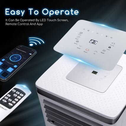 Aigostar - Smarte mobile Klimaanlage 3-in-1 1003W/230V 9000 BTU Wi-Fi weiß + Fernbedienung