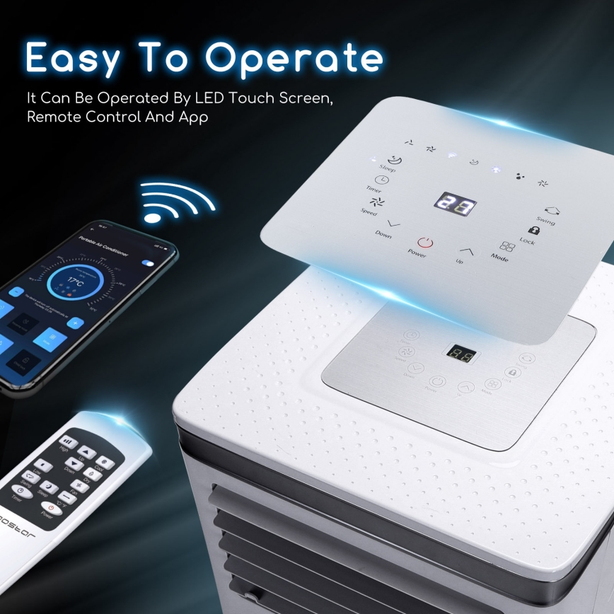 Aigostar - Smarte mobile Klimaanlage 3-in-1 1003W/230V 9000 BTU Wi-Fi weiß + Fernbedienung