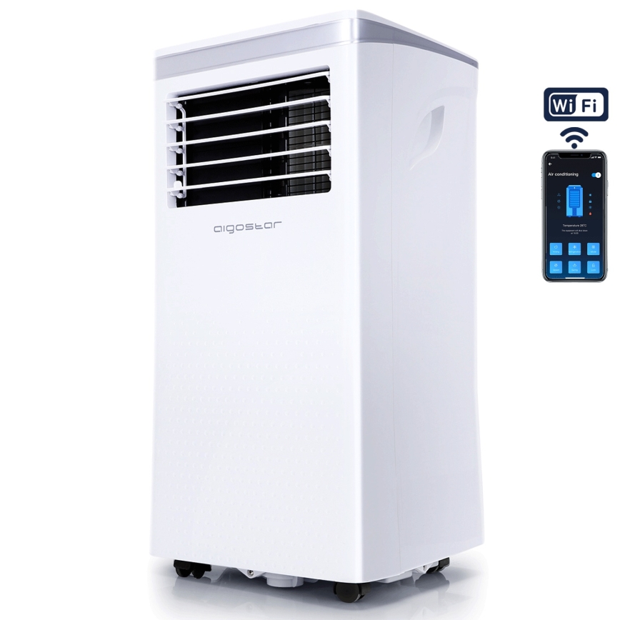 Aigostar - Smarte mobile Klimaanlage 3-in-1 1003W/230V 9000 BTU Wi-Fi weiß + Fernbedienung