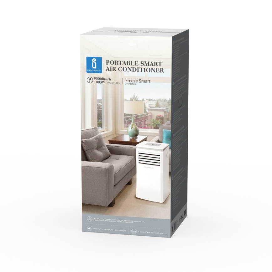 Aigostar - Smarte mobile Klimaanlage 3-in-1 1003W/230V 9000 BTU Wi-Fi weiß + Fernbedienung