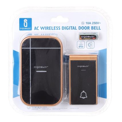 Aigostar - Funkklingel für Steckdose 230V/12V IP44 schwarz