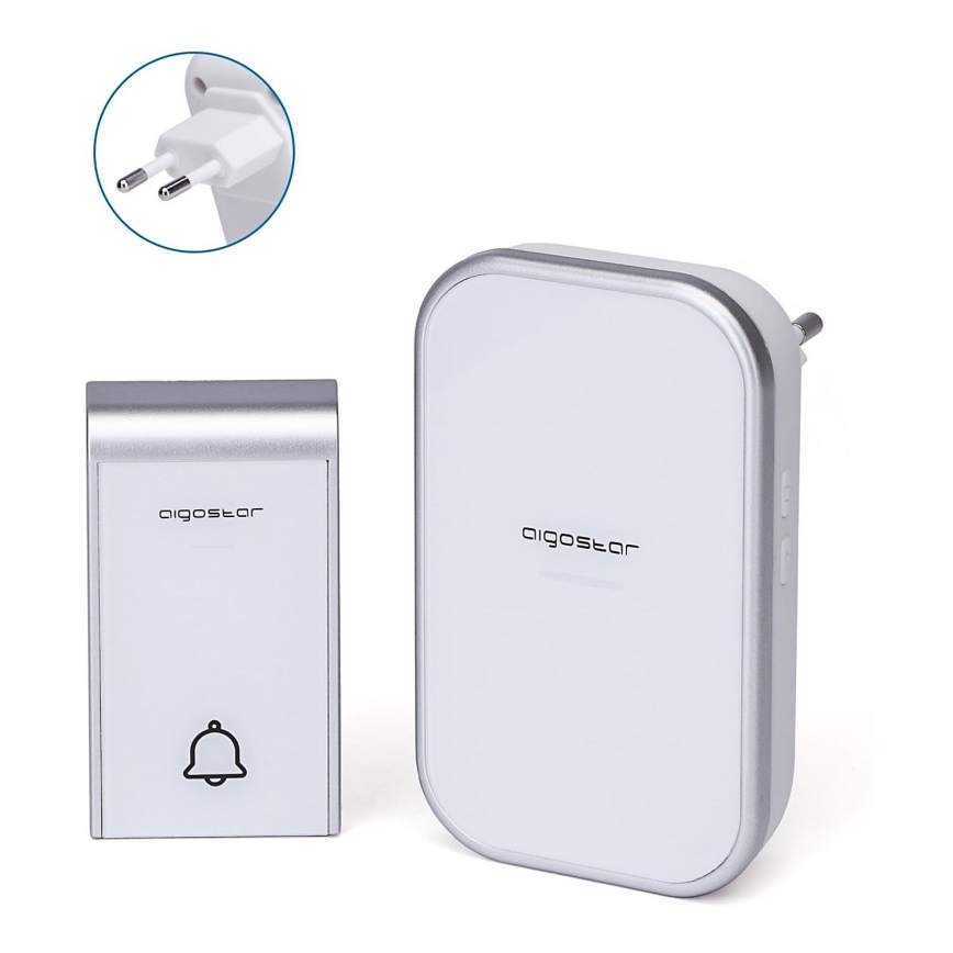 Aigostar - Kabellose Steckdosen-Türklingel 230V/12V IP44 weiß