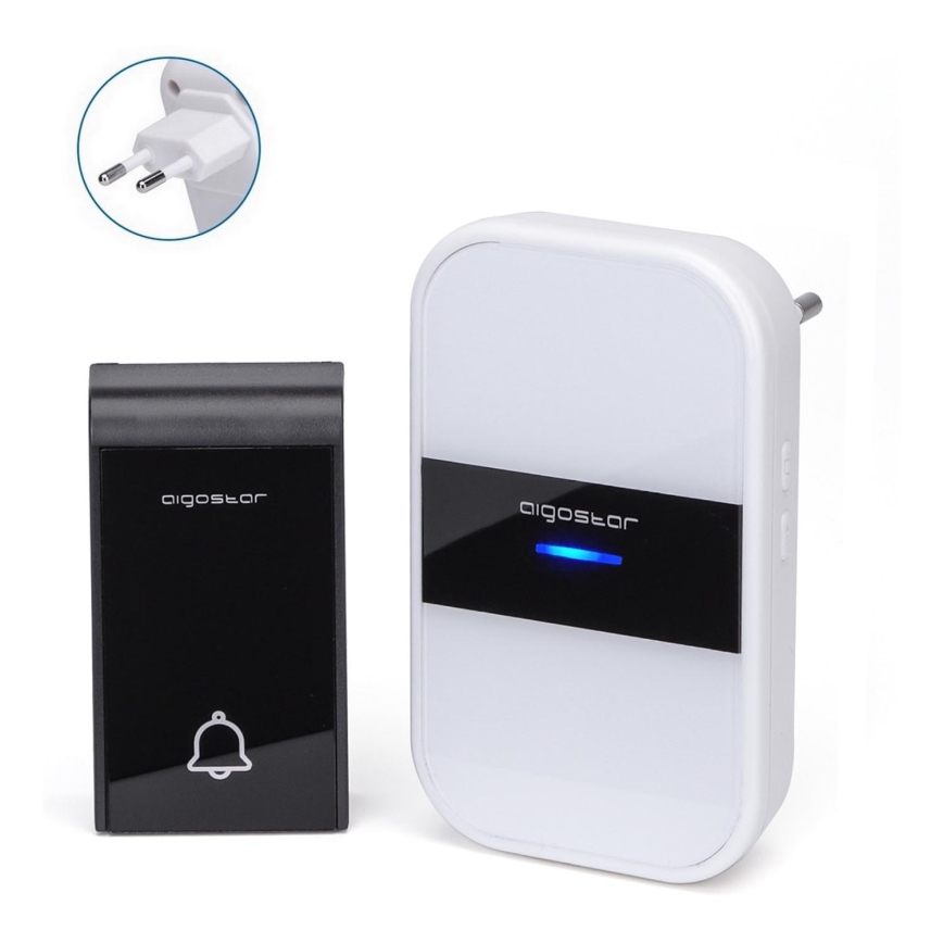 Aigostar - Kabellose Steckdosen-Türklingel 230V/12V IP44 weiß/schwarz