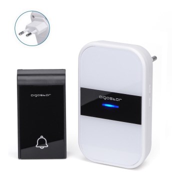 Aigostar - Kabellose Steckdosenklingel 230V/12V IP44 Weiß/Schwarz