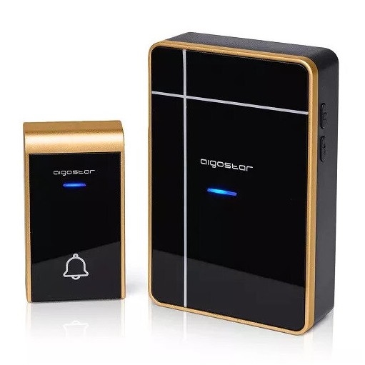 Aigostar - Kabellose Türklingel 3xAA/12V IP44 schwarz/kupfern
