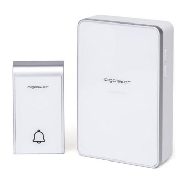 Aigostar - Kabellose Türklingel 3xAA/12V IP44 Weiß/Silber