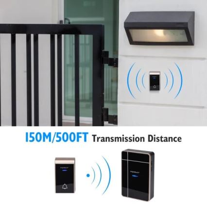 Aigostar - Kabellose Türklingel 3xAA/12V IP44 schwarz/kupfern