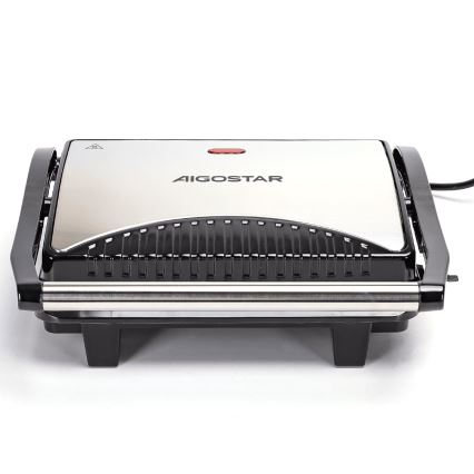 Aigostar - Kontaktgrill 1000W/230V schwarz/matt Chrom