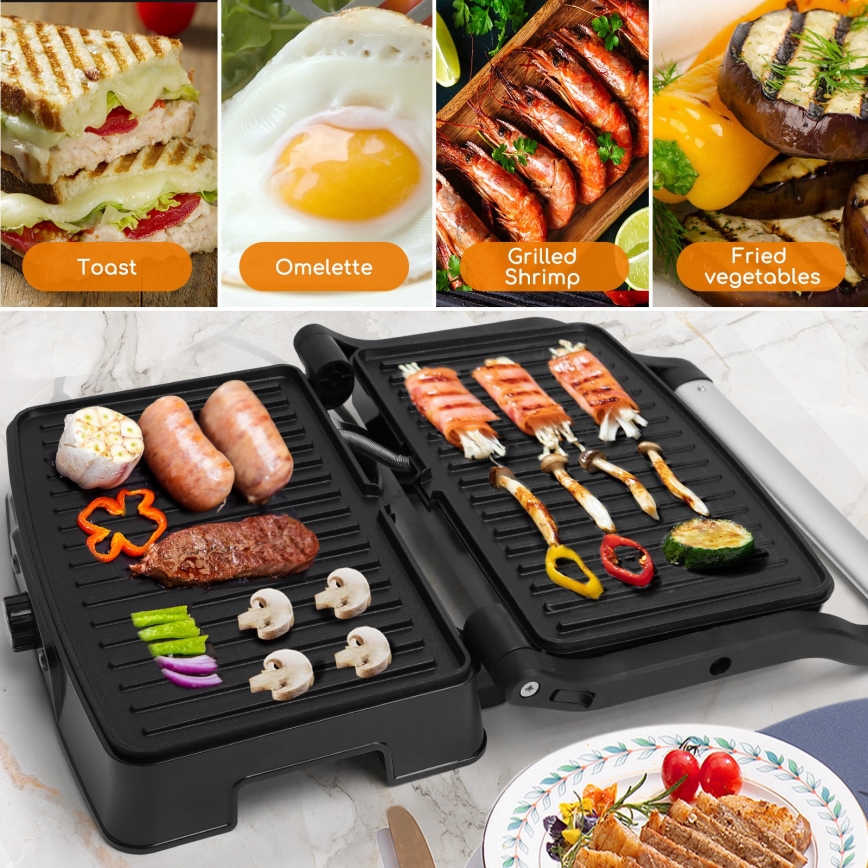 Aigostar - Kontaktgrill 1500W/230V matt Chrom/schwarz