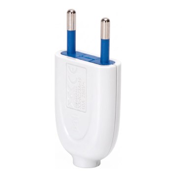 Aigostar - Kunststoffstecker, 2-polig, 10 A / 250 V, weiß