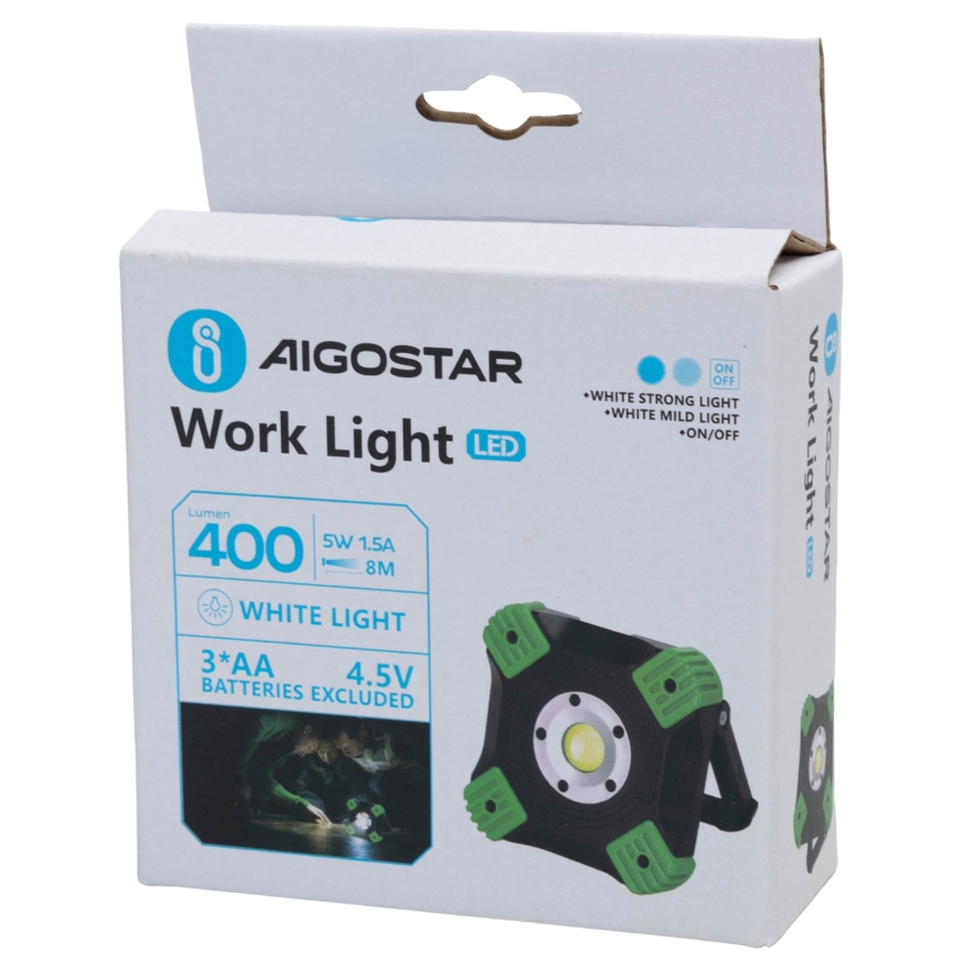 Aigostar - LED-Arbeitsleuchte LED/5W/3xAA 6500K IP44