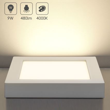 Aigostar - LED-Aufbau-Deckenleuchte, 9 W, 230 V, 4000 K, 12,2 x 12,2 cm, weiß