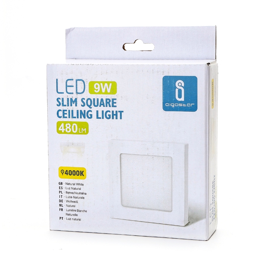 Aigostar - LED-Aufbau-Deckenleuchte, 9 W, 230 V, 4000 K, 12,2 x 12,2 cm, weiß