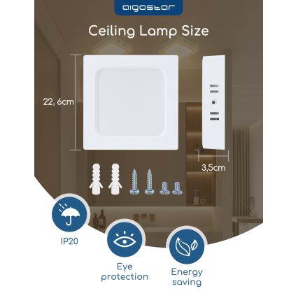 Aigostar - LED-Aufbauleuchte für Decke LED/18W/230V 4000K 22,6x22,6 cm Weiß