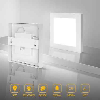 Aigostar - LED aufgesetzte Deckenleuchte LED/9W/230V 6000K 12,2x12,2 cm weiß