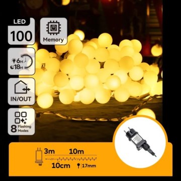 Aigostar - LED-Außen-Deko-Lichterkette, 100 LEDs, 8 Funktionen, 10 m, IP44, warmweiß