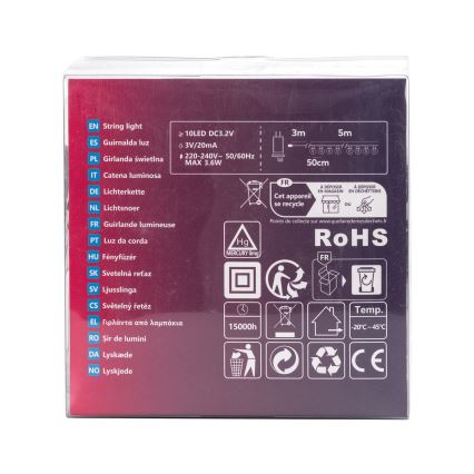 Aigostar - LED-Außen-Deko-Lichterkette 10xLED/8m IP44 kaltweiß