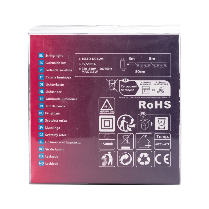 Aigostar - LED-Außen-Deko-Lichterkette 10xLED/8m IP44 kaltweiß