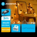 Aigostar - LED Außen-Deko-Lichterkette 20xLED/3m IP44 warmweiß