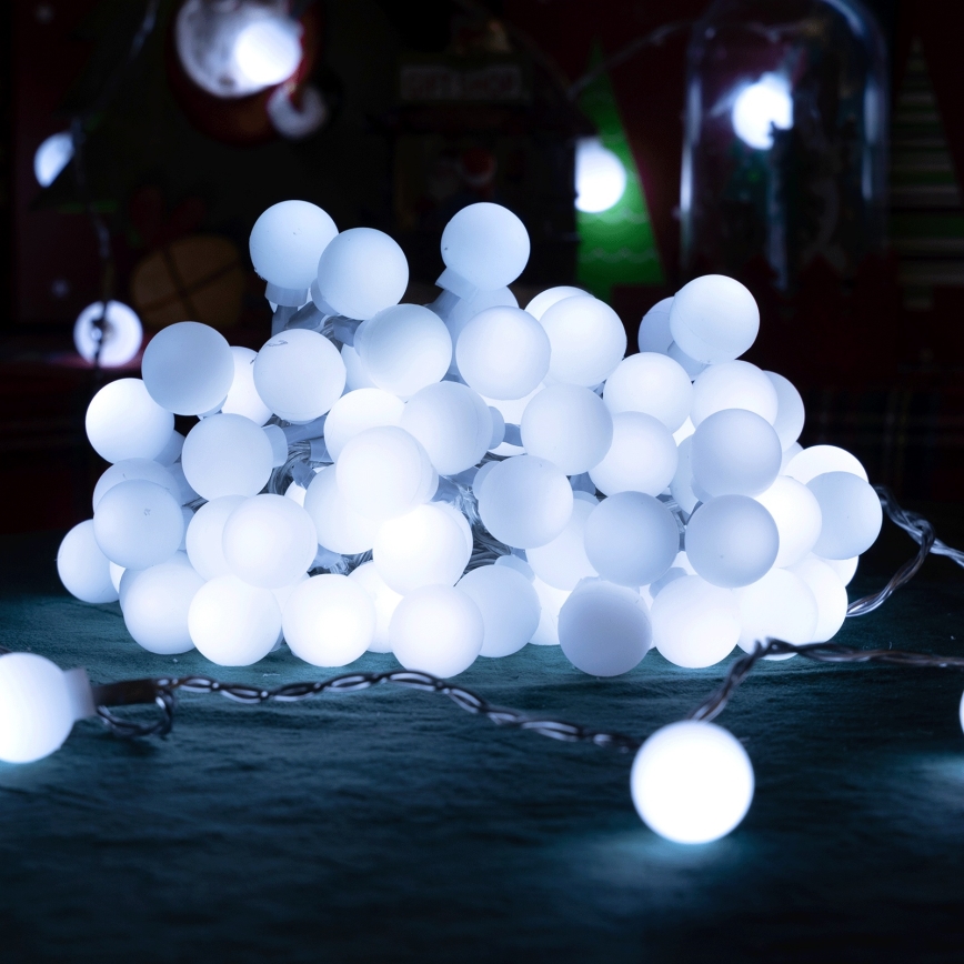 Aigostar - LED-Außen-Dekorations-Lichterkette, 50 LEDs / 8 Funktionen, 5 m, IP44, kaltweiß