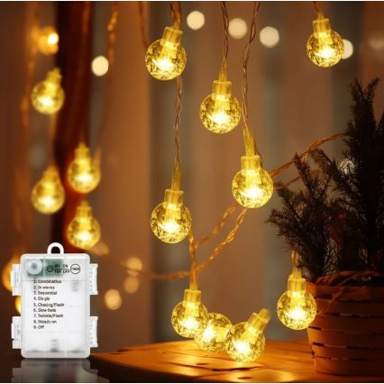 Aigostar - LED-Außen-Weihnachtslichterkette 100xLED/3xAA/8 Funktionen 10,3 m IP44 warmweiß