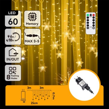 Aigostar - LED-Außen-Lichterkette 120xLED/8 Funktionen 3x0,7m IP44 warmweiß + Fernbedienung