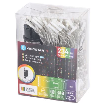 Aigostar - LED-Außen-Lichterkette 234xLED/8 Funktionen 1,2x1,8 m IP44 mehrfarbig