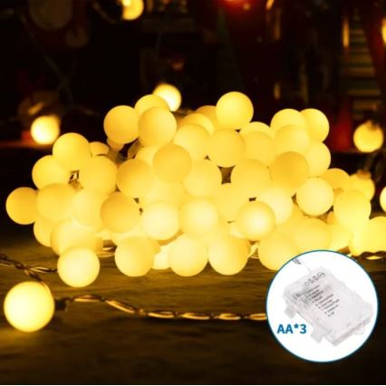 Aigostar-LED Außen-Lichterkette 25xLED/3xAA/8 Funktionen 2,8 m IP44 warmweiß