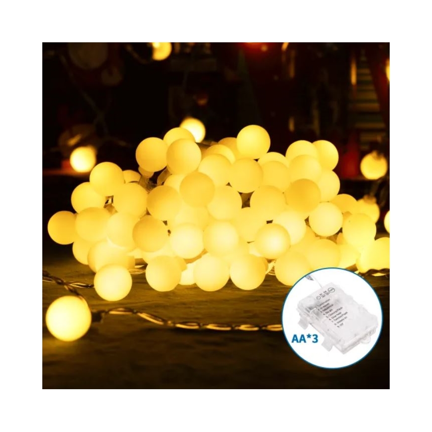 Aigostar-LED Außen-Lichterkette 25xLED/3xAA/8 Funktionen 2,8 m IP44 warmweiß