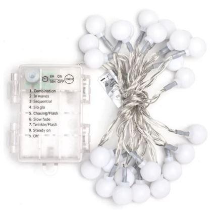 Aigostar-LED Außen-Lichterkette 25xLED/3xAA/8 Funktionen 2,8 m IP44 warmweiß