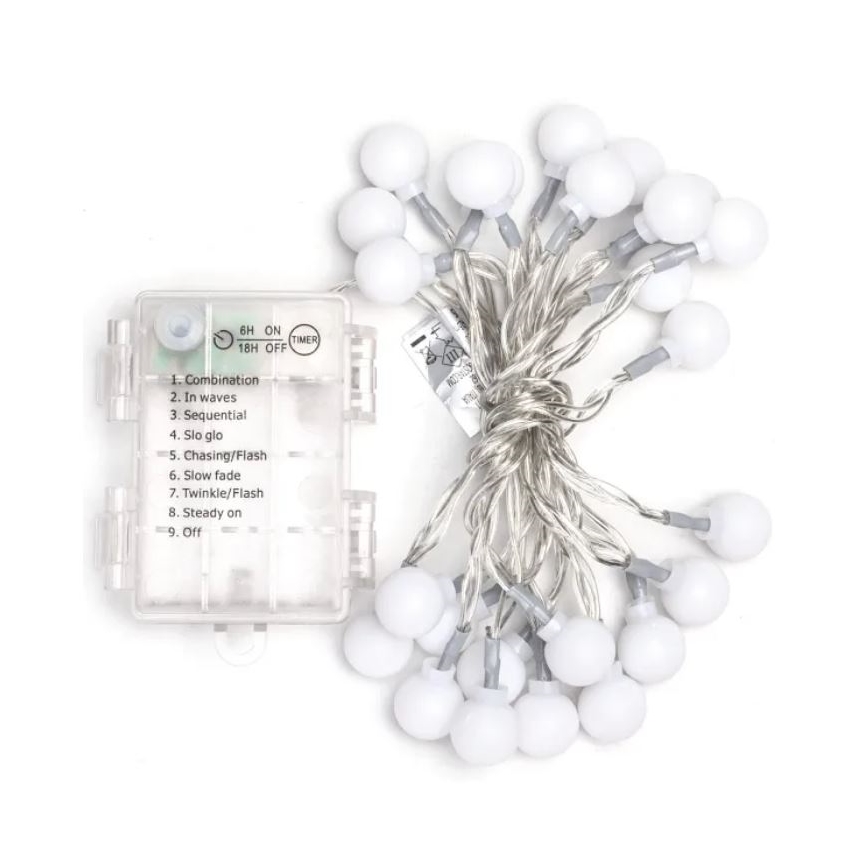 Aigostar-LED Außen-Lichterkette 25xLED/3xAA/8 Funktionen 2,8 m IP44 warmweiß