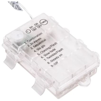 Aigostar - LED-Außen-Lichterkette 25×LED/3×AA/8 Funktionen 2,8 m IP44 warmweiß