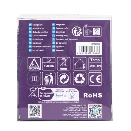 Aigostar-LED Außen-Lichterkette 300xLED/8 Funktionen 3xAA 15,3m IP44 warmweiß