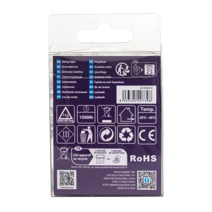 Aigostar - LED-Außen-Lichterkette, 50 LEDs, 8 Funktionen, 3xAA, 5,3 m, IP44, warmweiß