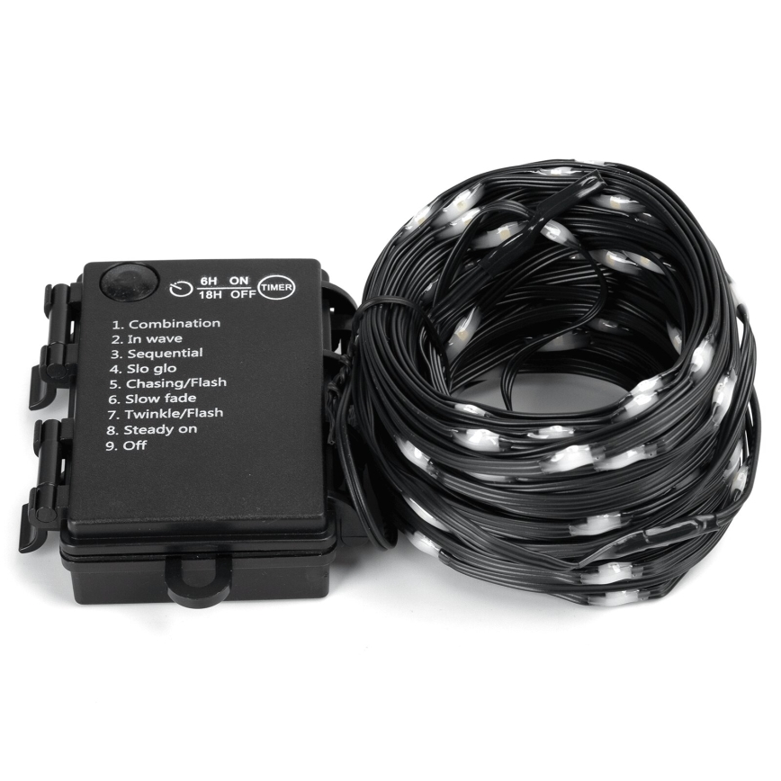 Aigostar -LED Außen-Lichterkette 50xLED/8 Funktionen 3xAA 5,3m IP44 kaltweiß