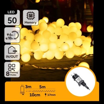 Aigostar - LED-Außen-Lichterkette 50×LED/8 Funktionen 5 m IP44 warmweiß