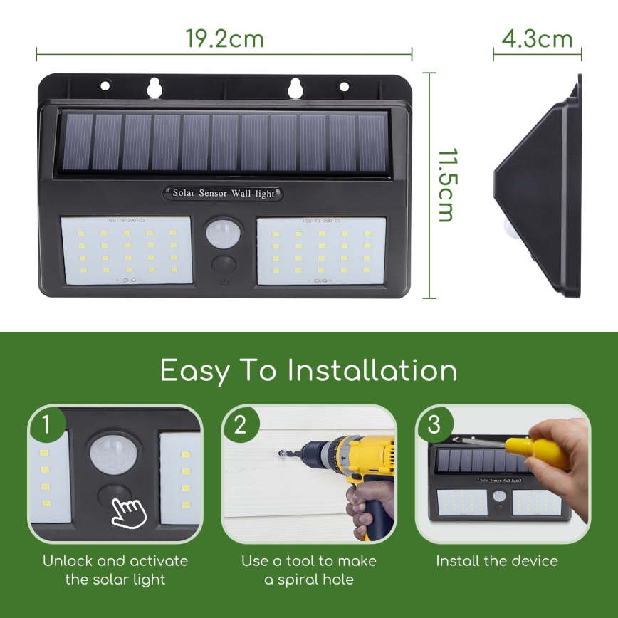 Aigostar - LED Außen-Solarleuchte mit Sensor LED/2,29W/5,5V IP65