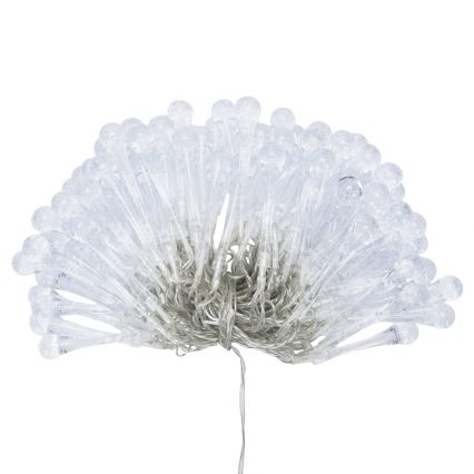 Aigostar - LED-Außen-Weihnachts-Lichterkette, 100 LEDs / 8 Funktionen, 3×AA, 10 m, IP44, warmweiß, tropfenförmige LEDs